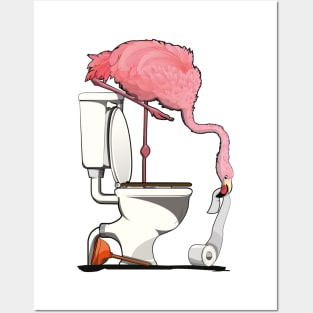 Flamingo on the Toilet Posters and Art